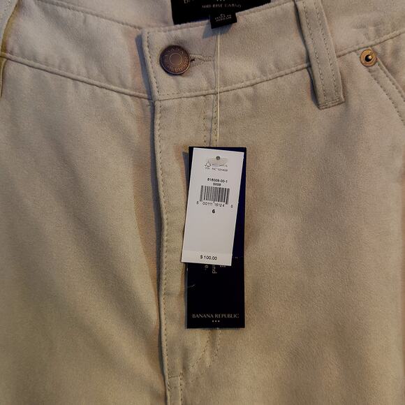 Banana Republic Women's Vegan Suede Mid-Rise Cargo Pants Khaki Size 6 - Picture 3 of 7